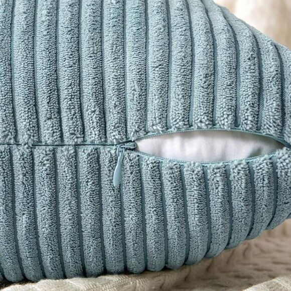 💙 MIULEE Dusty Blue Corduroy Pillow Covers – Set of 2 – 18x18" - Picture 3 of 7